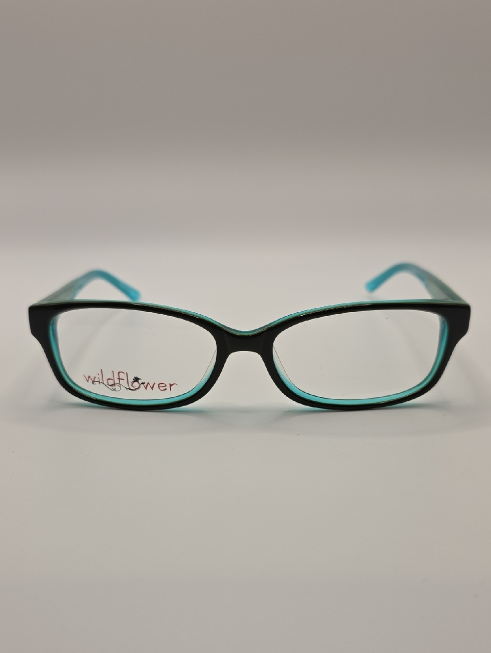 Wildflowers Non-Prescription Black & Teal Women's Rectangle Eyeglass Frames